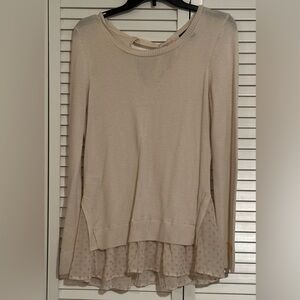 Ann Taylor Women's Ruffle Bottom Pullover Sweater Ivory Wool Blend Size M